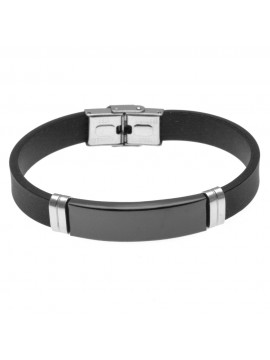 bracciale per incisione uomo acciaio caucciù - bcc2344