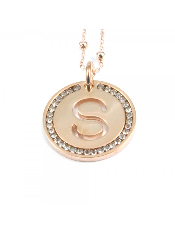 collana con lettera s iniziale ciondolo in bronzo ramato - cll1319