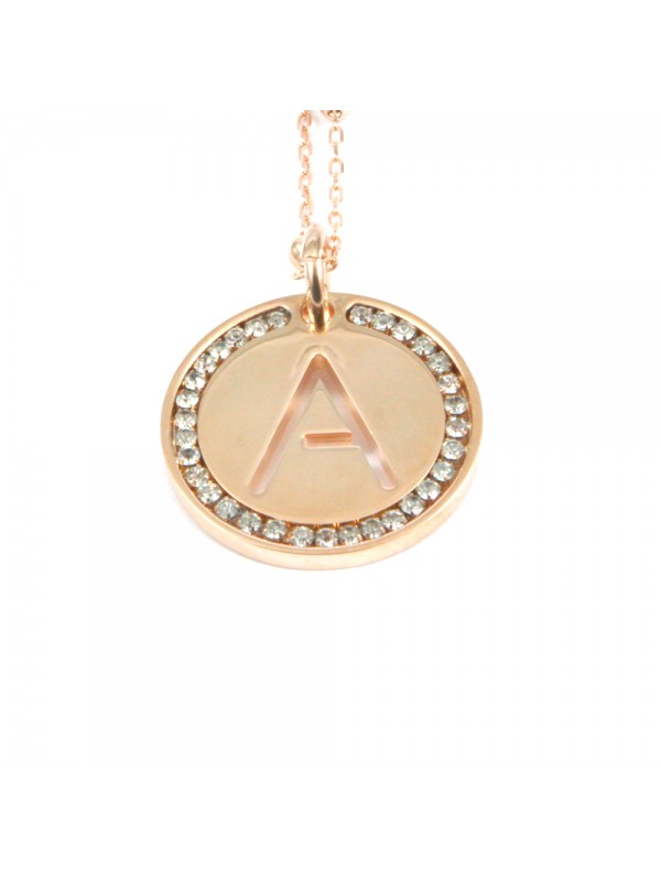 collana con lettera a iniziale ciondolo in bronzo ramato - cll1305