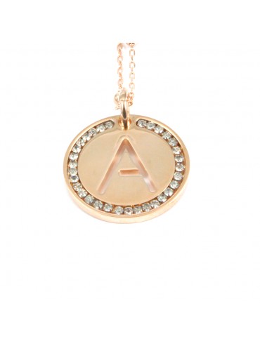 collana con lettera a iniziale ciondolo in bronzo ramato - cll1305