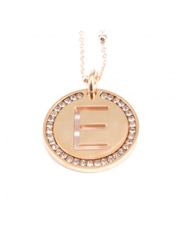 collana con lettera e iniziale ciondolo in bronzo ramato - cll1309