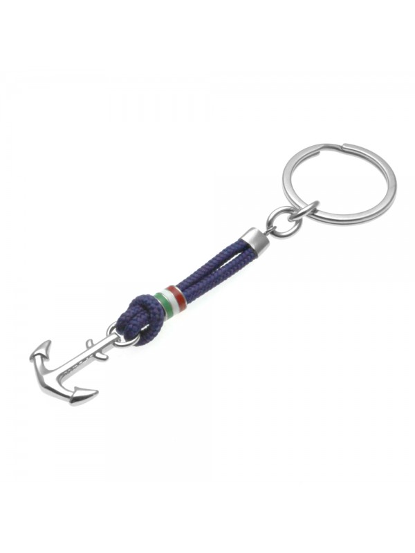 portachiavi uomo ancora acciaio e cordoncino prt0097