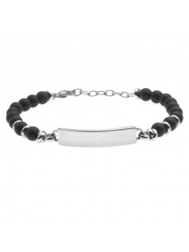 Bracciale uomo piastra per incisione acciaio e pietre bcc1065