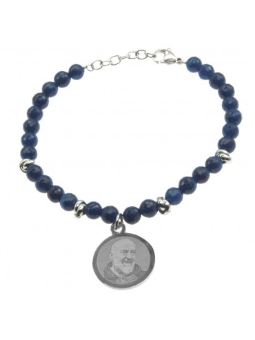 Bracciale san padre pio acciaio e pietre bcc1158