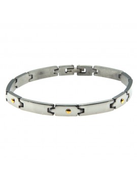 bracciale in acciaio con punti in oro 18 kt unisex - bcc1276