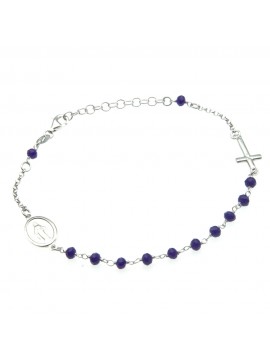 bracciale rosario argento postine blu bcc1376
