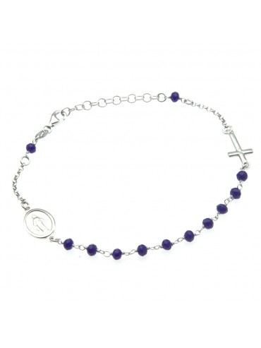 bracciale rosario argento postine blu bcc1376