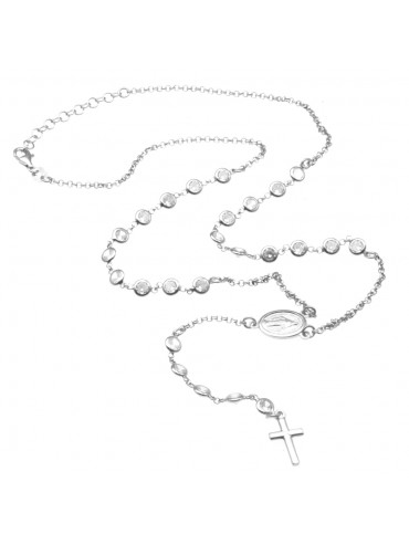 Collana rosario argento postine di strass cll0825