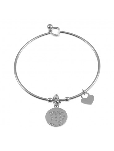 Bracciale con segno zodiacale vergine donna in acciaio diametro cm 6 bcc0294