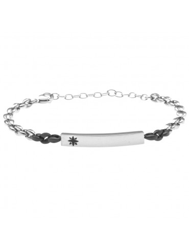 Bracciale uomo rosa dei venti piastra acciaio per incisione - bcc0399