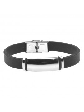 bracciale uomo acciaio caucciù piastra per incisione bcc2059