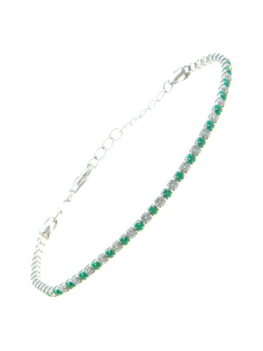 Bracciale tennis argento strass smeraldo e bianchi bcc1036