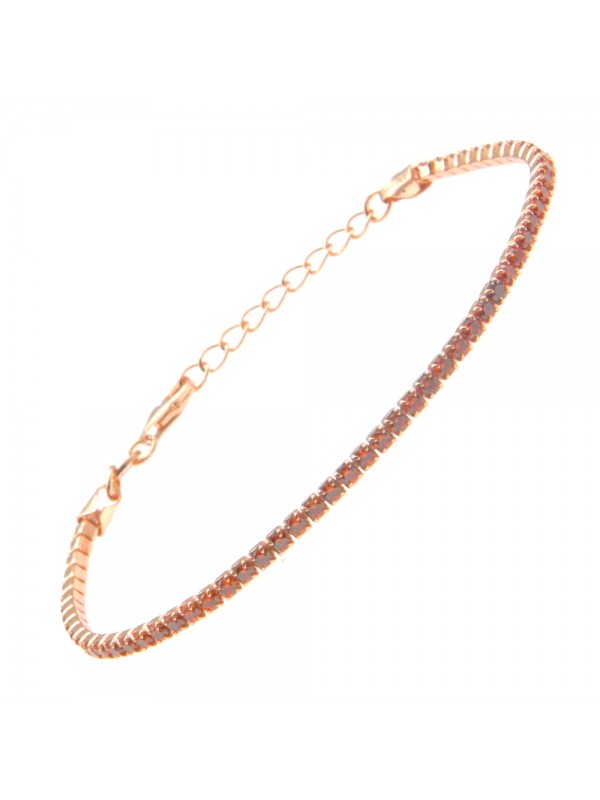 bracciale tennis argento ramato strass ambra bcc1612