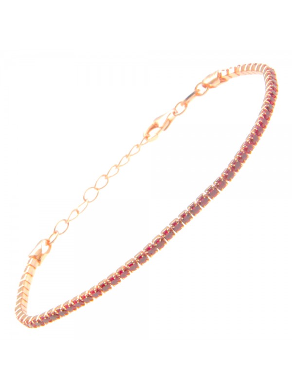 bracciale tennis argento ramato strass rubino bcc1807