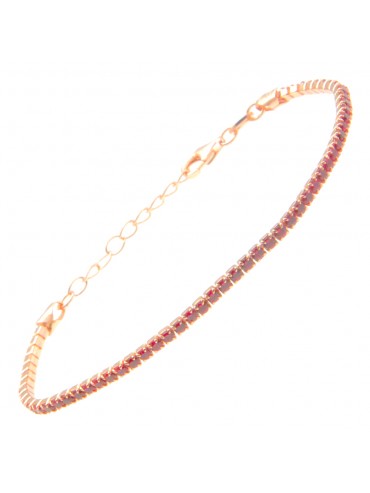bracciale tennis argento ramato strass rubino bcc1807
