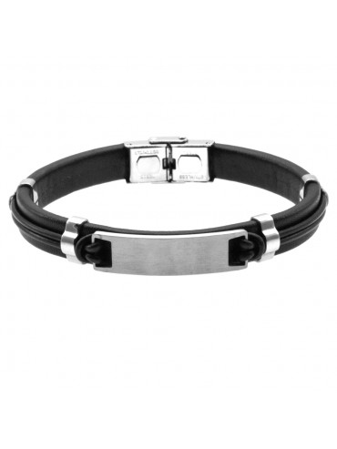 Bracciale uomo pelle piastra in acciaio bcc0431