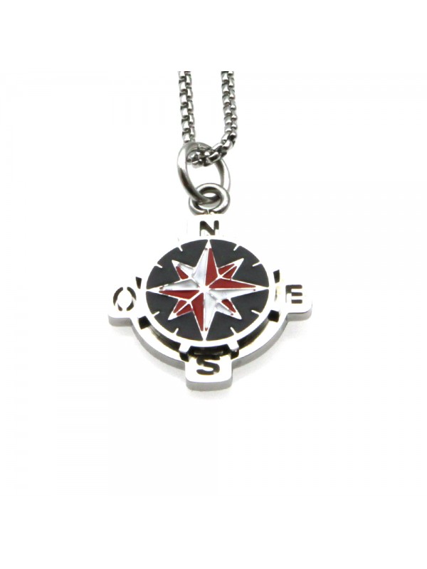 Collana rosa dei venti uomo in acciaio cll0717 Collana rosa dei venti uomo in acciaio cll0717