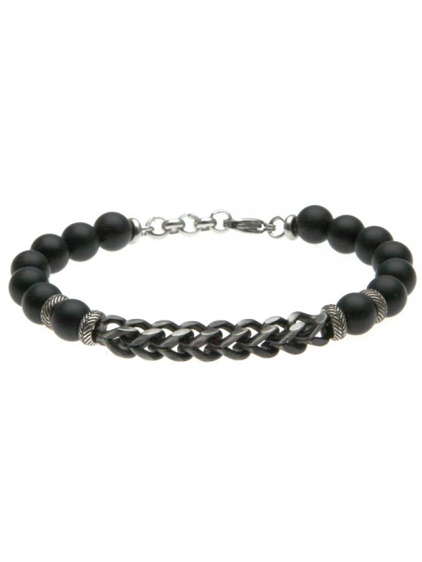 Bracciale uomo acciaio e pietre bcc1067
