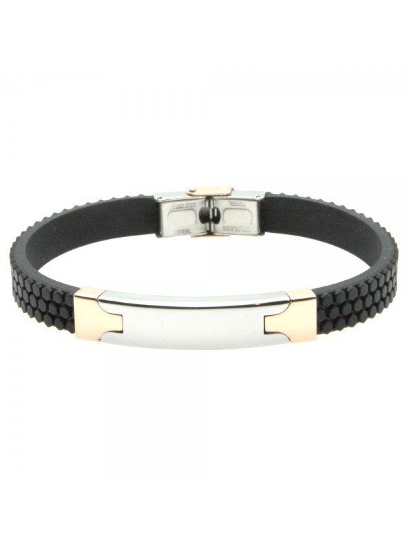 bracciale uomo caucciù piastra acciaio bcc2709
