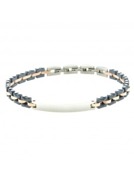 bracciale uomo acciaio e ceramica con piastra bcc2715