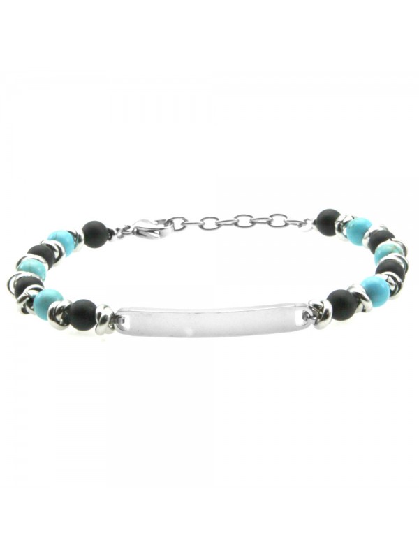 bracciale uomo piastra acciaio e pietre bcc2718
