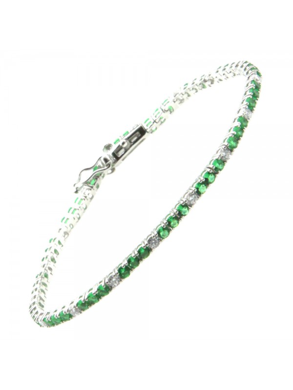 bracciale tennis donna strass smeraldo e bianchi bcc2723