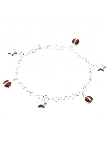 bracciale coccinella donna ragazza bimba argento bcc2736