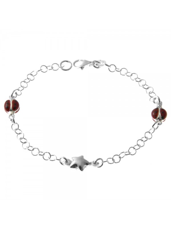 bracciale coccinella donna ragazza bimba argento bcc2738