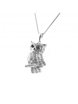 collana gufo donna argento e strass cll1869