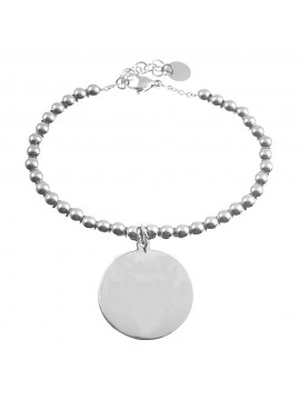 bracciale donna con ciondolo tondo in acciaio personalizzabile con incisione