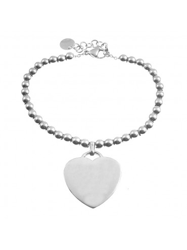 bracciale donna con cuore catena a palline sferiche in acciaio