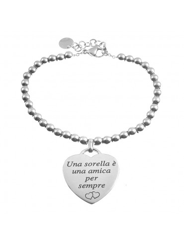 bracciale donna con cuore in acciaio per incisioni - bcc1687