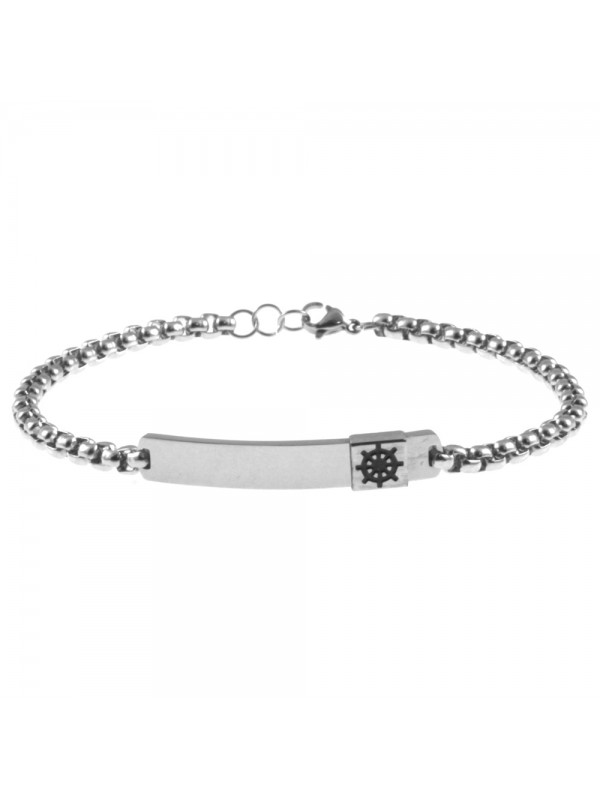bracciale uomo con timone acciaio e piastra bcc2767
