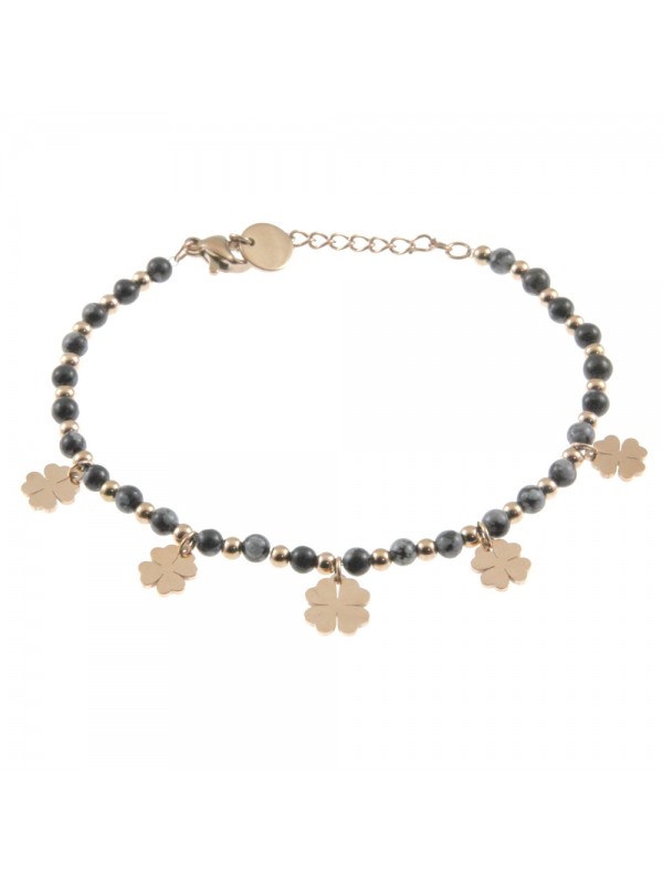bracciale quadrifogli donna acciaio e pietre bcc2789