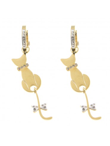 orecchini gattino donna dorati pendenti occ0356
