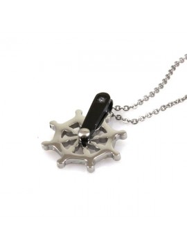 Collana con timone in acciaio