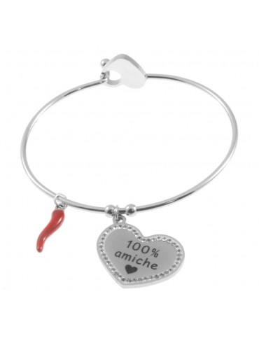 Bracciale amicizia con frase rigido in acciaio bcc2816