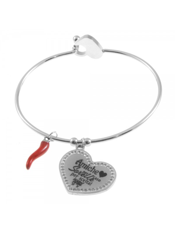 Bracciale amicizia con frase rigido in acciaio bcc2817