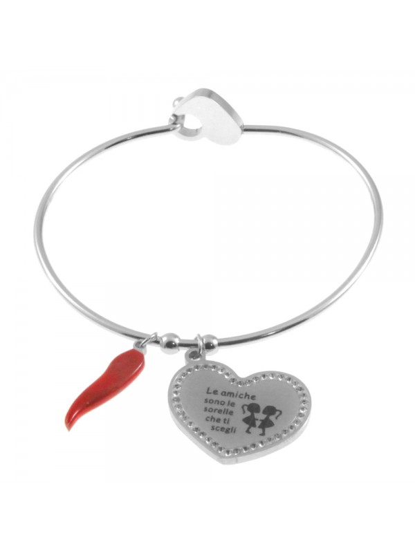 Bracciale amicizia con frase rigido in acciaio bcc2818