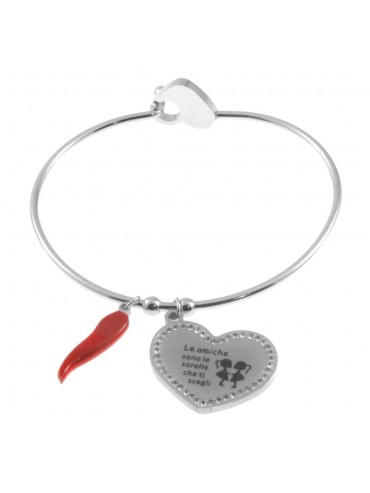 Bracciale amicizia con frase rigido in acciaio bcc2818