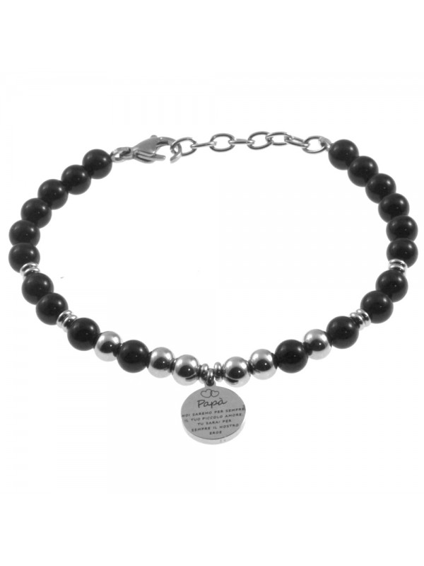 Bracciale papà con frase acciaio e pietre bcc2881