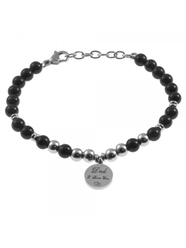 Bracciale papà con frase acciaio e pietre bcc2888