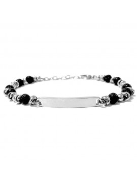 bracciale uomo pietre piastra acciaio per incisione - bcc2645