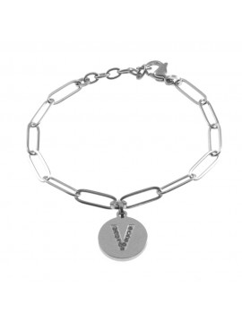 bracciale lettera iniziale v in acciaio bcc2858