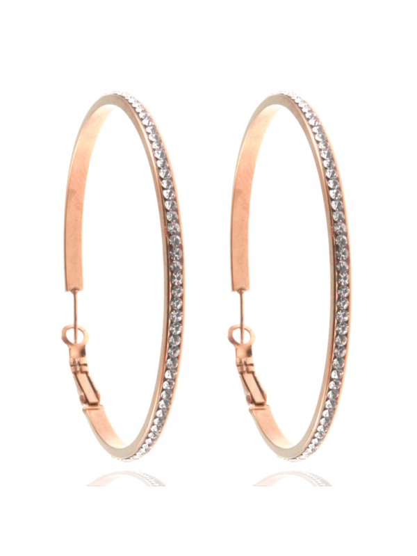 orecchini cerchio donna acciaio ramato e strass occ0425