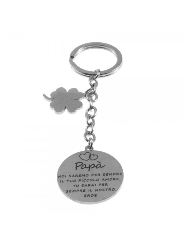 portachiavi per papà con frase in acciaio prt0299