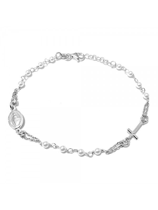Bracciale rosario donna in argento 925 e perle naturali - bcc2319