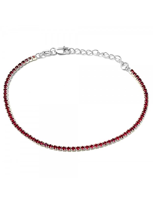 bracciale tennis argento strass rubino bcc1039