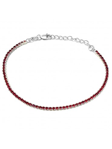 bracciale tennis argento strass rubino bcc1039