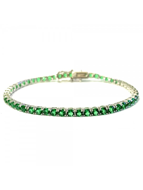 bracciale tennis verde smeraldo argento 925 bcc2937